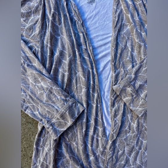 Cariloha Gray Robe Viscose Bamboo Sz S/M Tropical Quiet Luxury Loungewear Cozy - Picture 4 of 12